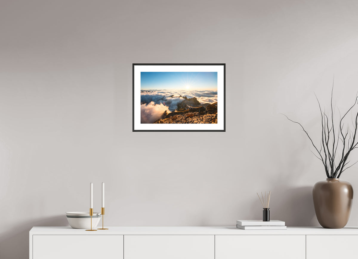 Säntis Sunset Clouds, Switzerland, 45 x 30 cm, framed Schwarz