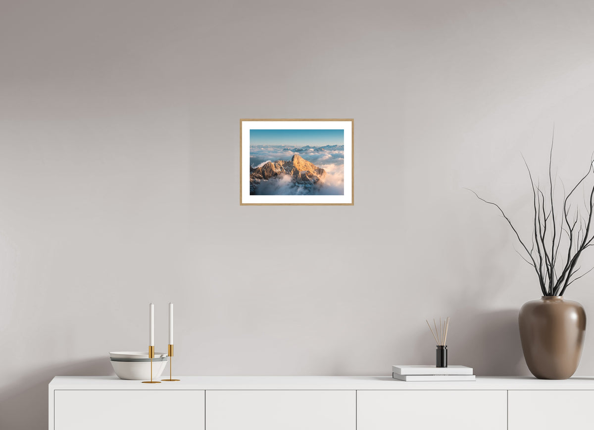 Säntis Sunset, Switzerland Alps, 30 x 20 cm, framed Holzoptik