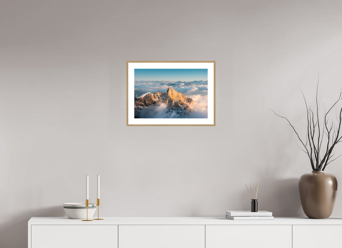 Säntis Sunset, Switzerland Alps, 45 x 30 cm, framed Holzoptik