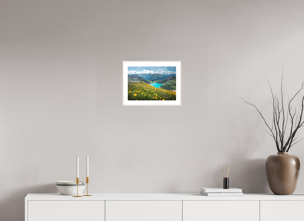 Spullersee Summer Meadow, Lech, 30 x 20 cm, framed Weiß