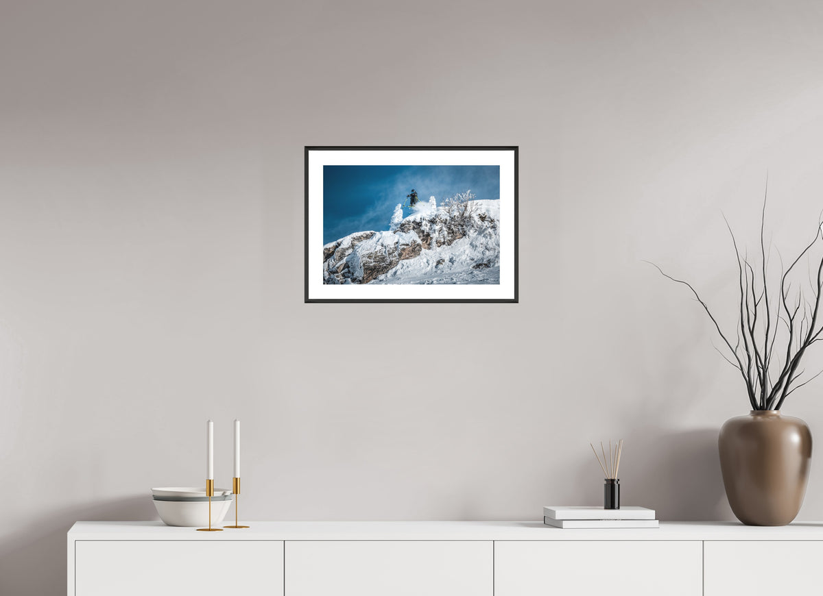 St. Anton Skiing, Arlberg Austria, 45 x 30 cm, framed Schwarz