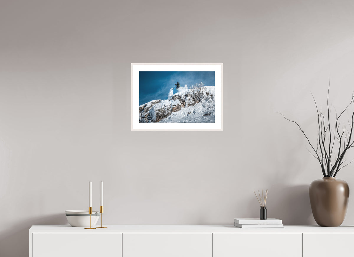 St. Anton Skiing, Arlberg Austria, 45 x 30 cm, framed Weiß