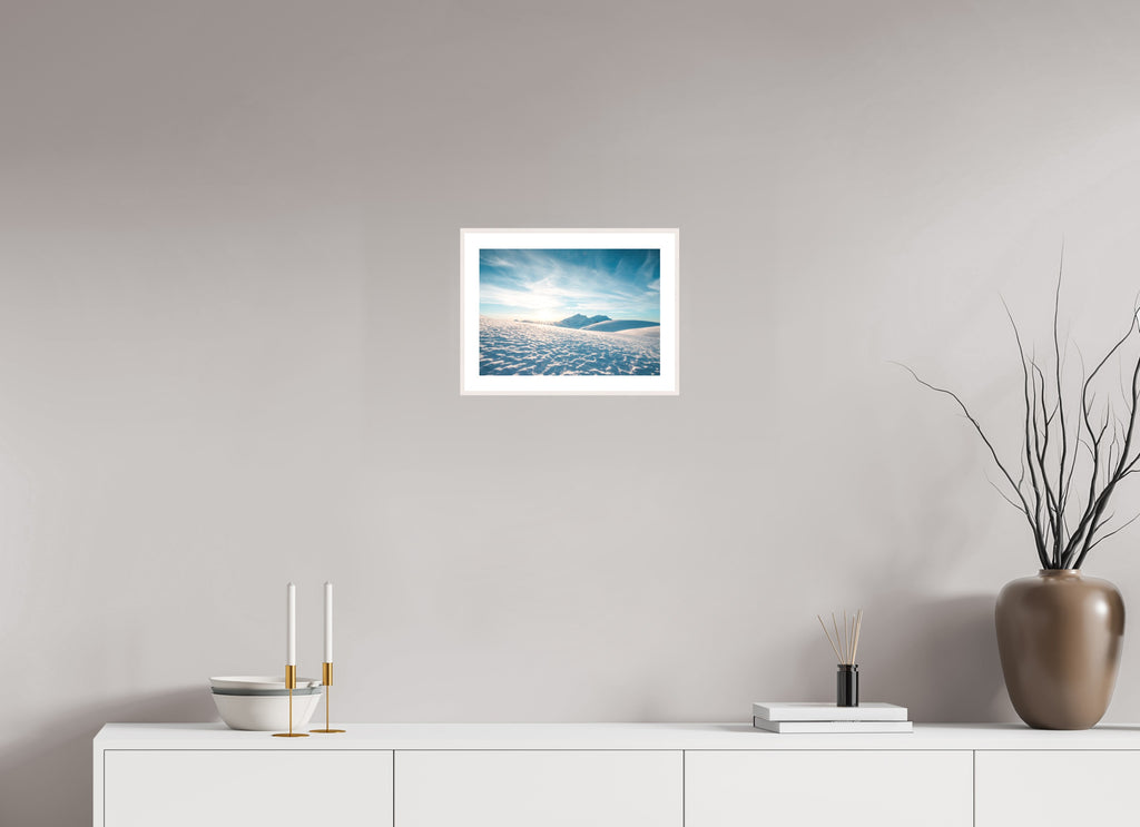 Stierloch Snowy Sunset, Lech Zürs, 30 x 20 cm, framed Weiß