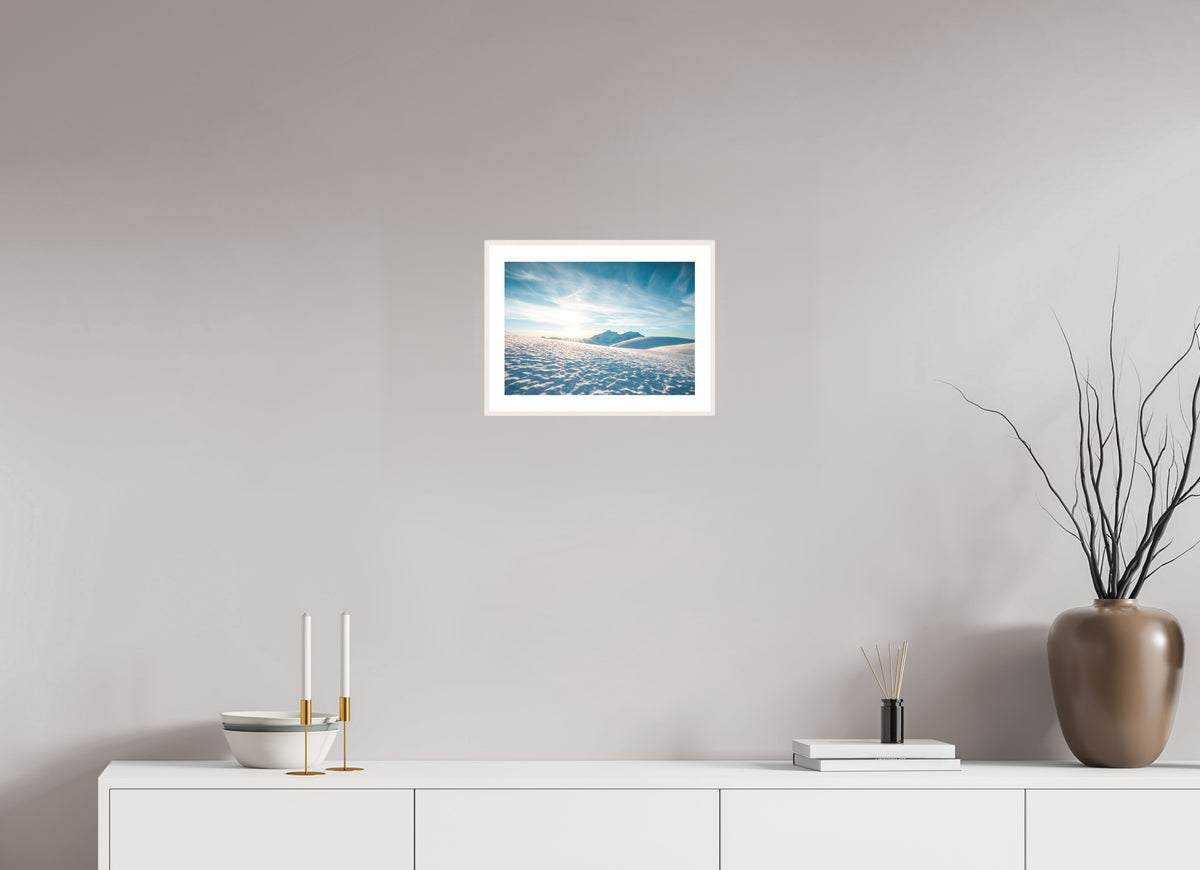 Stierloch Snowy Sunset, Lech Zürs, 30 x 20 cm, framed Weiß