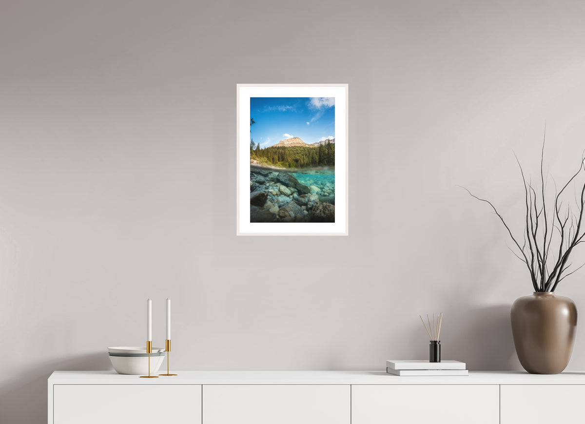Summer on the Lech River, Arlberg, 30 x 45 cm, framed Weiß