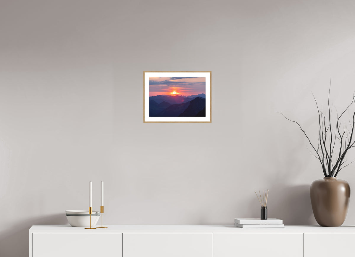 Hohe Matona Sunrise Layers, Alps, 30 x 20 cm, framed Holzoptik