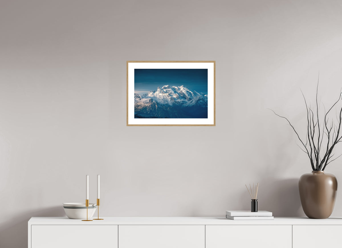 Sunrise at Muttjoechle, Drei Türme View, 45 x 30 cm, framed Holzoptik