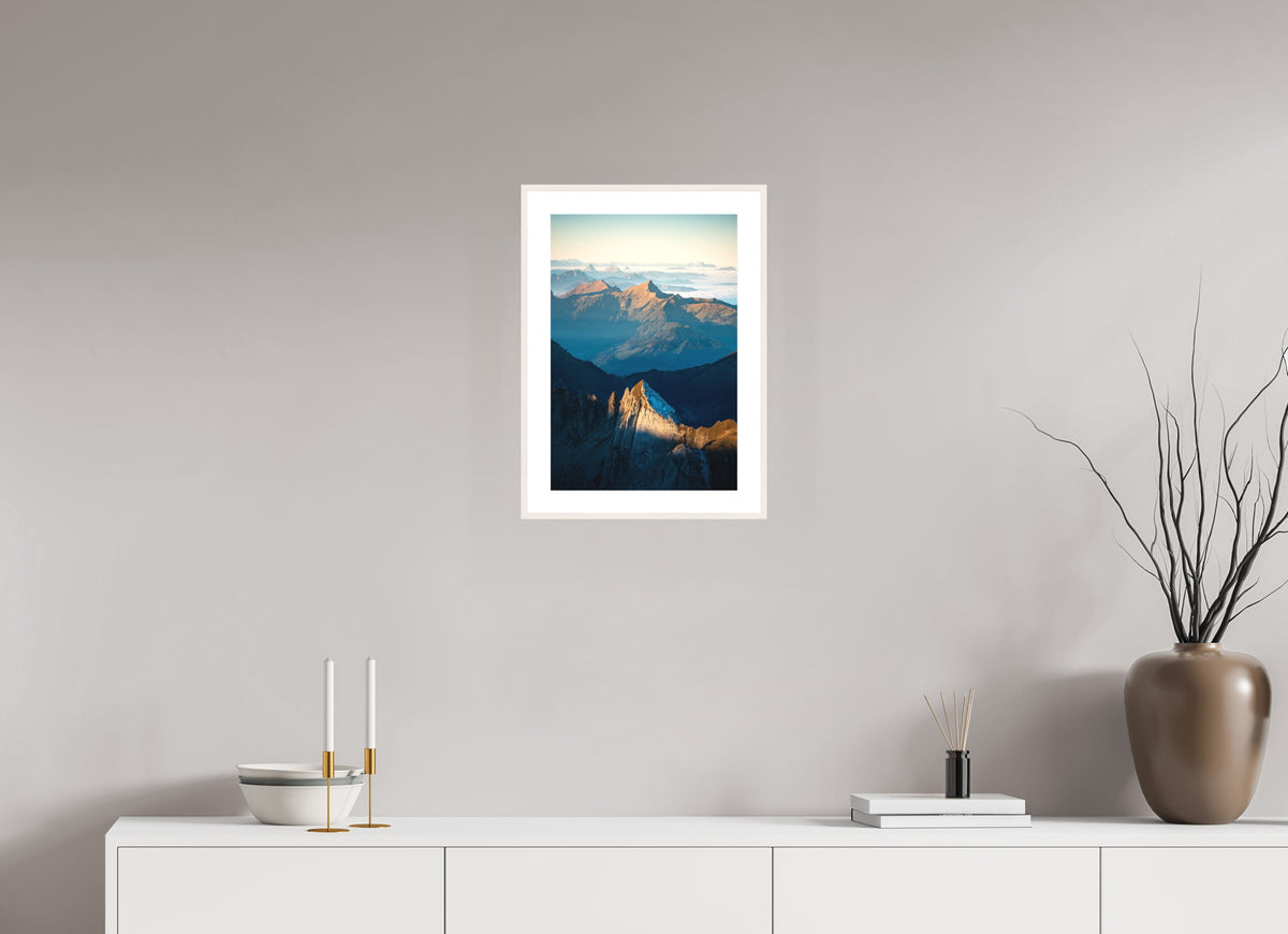 Säntis Peak at Sunrise, Switzerland, 30 x 45 cm, framed Weiß