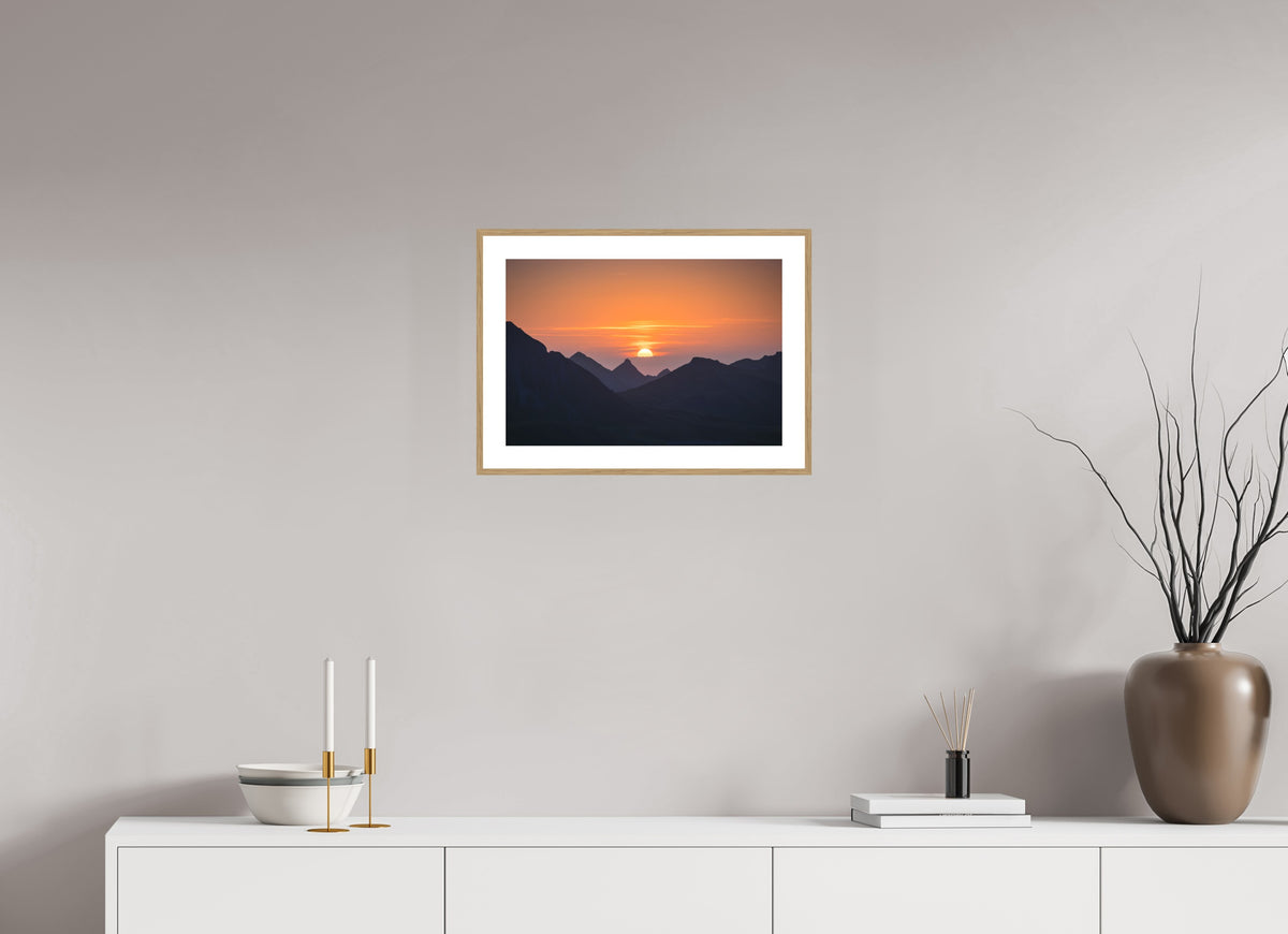 Portlerhorn Sunrise, Vorarlberg, 45 x 30 cm, framed Holzoptik
