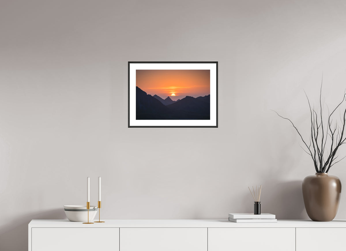 Portlerhorn Sunrise, Vorarlberg, 45 x 30 cm, framed Schwarz