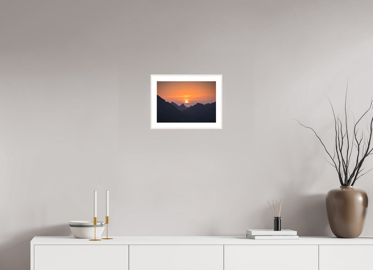 Portlerhorn Sunrise, Vorarlberg, 30 x 20 cm, framed Weiß