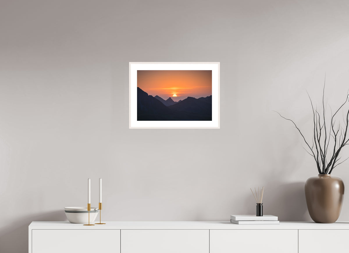 Portlerhorn Sunrise, Vorarlberg, 45 x 30 cm, framed Weiß