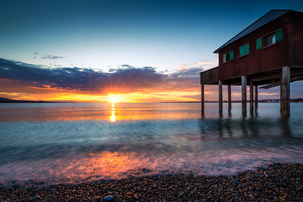 Photo Sunset at the Boathouse, Lake Constance