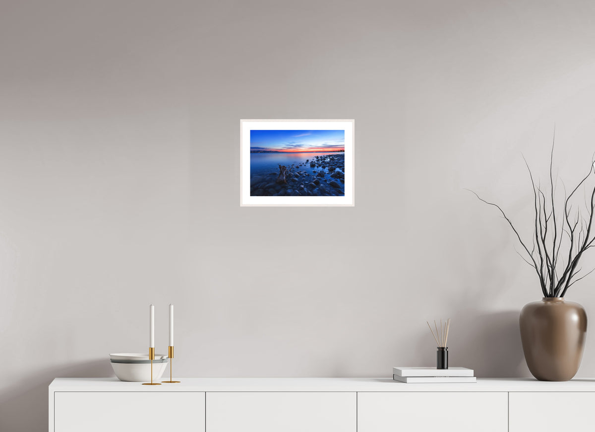 Sunset Reflections on Lake Constance, 30 x 20 cm, framed Weiß