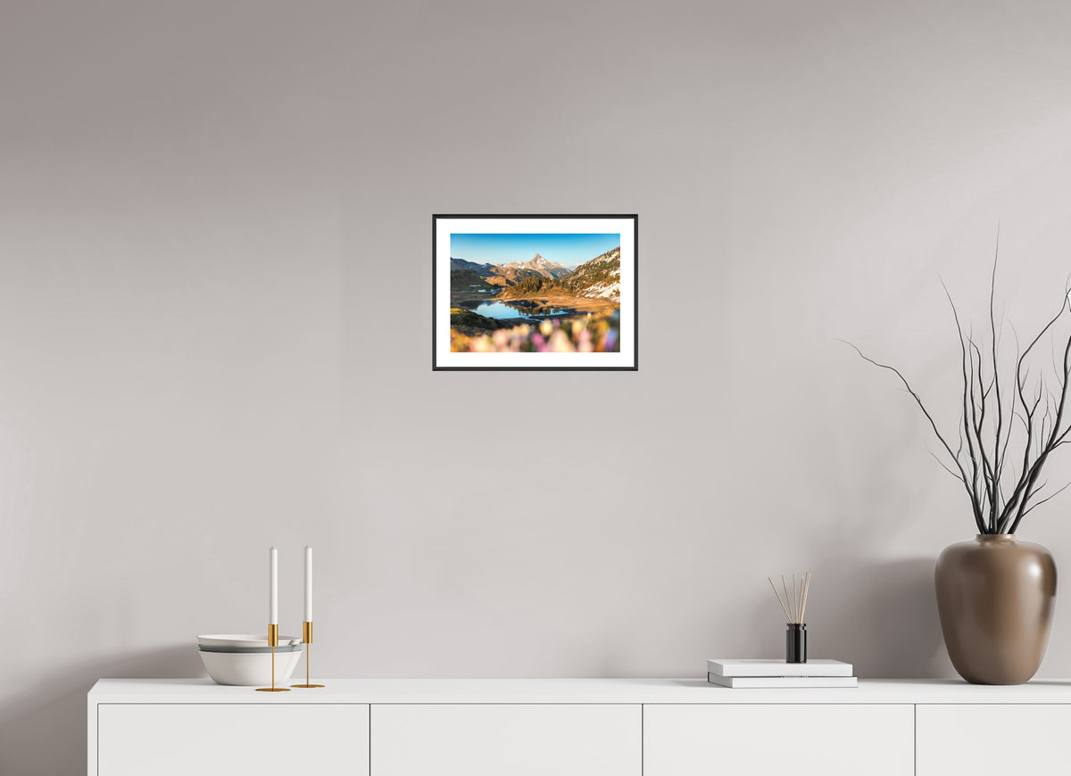 Körbersee Sunset, Warth Arlberg, 30 x 20 cm, framed Schwarz