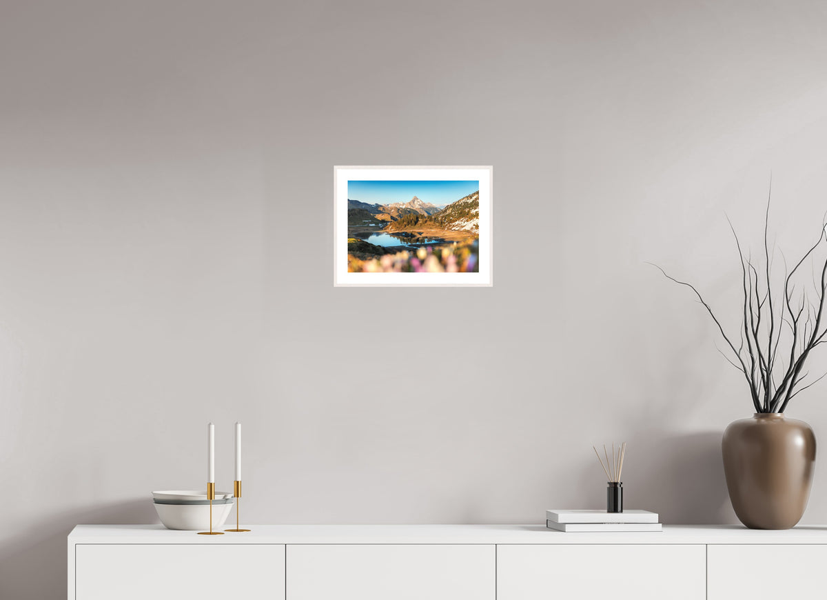 Körbersee Sunset, Warth Arlberg, 30 x 20 cm, framed Weiß
