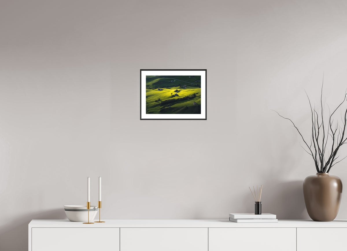 Swiss Farmland at Hoher Kasten, Alpstein, 30 x 20 cm, framed Schwarz