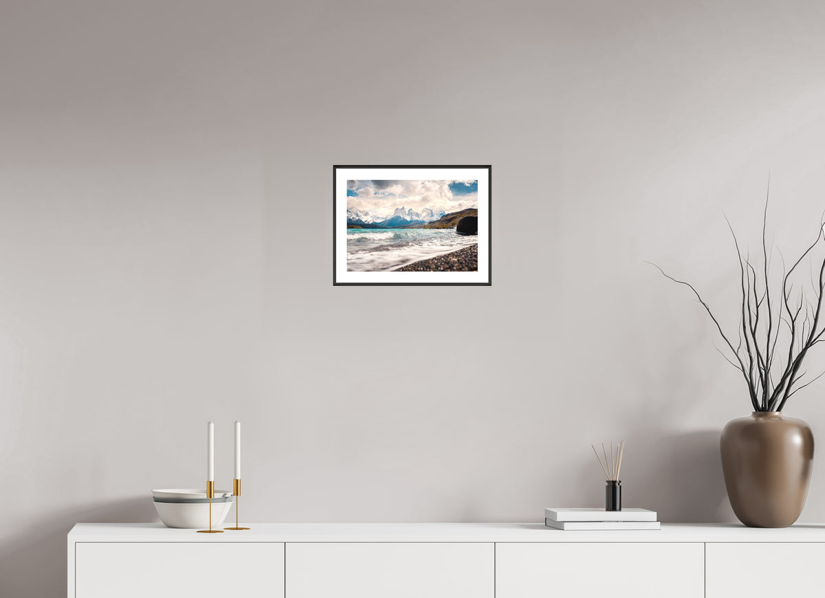 Torres del Paine, Dramatic Skies, 30 x 20 cm, framed Schwarz