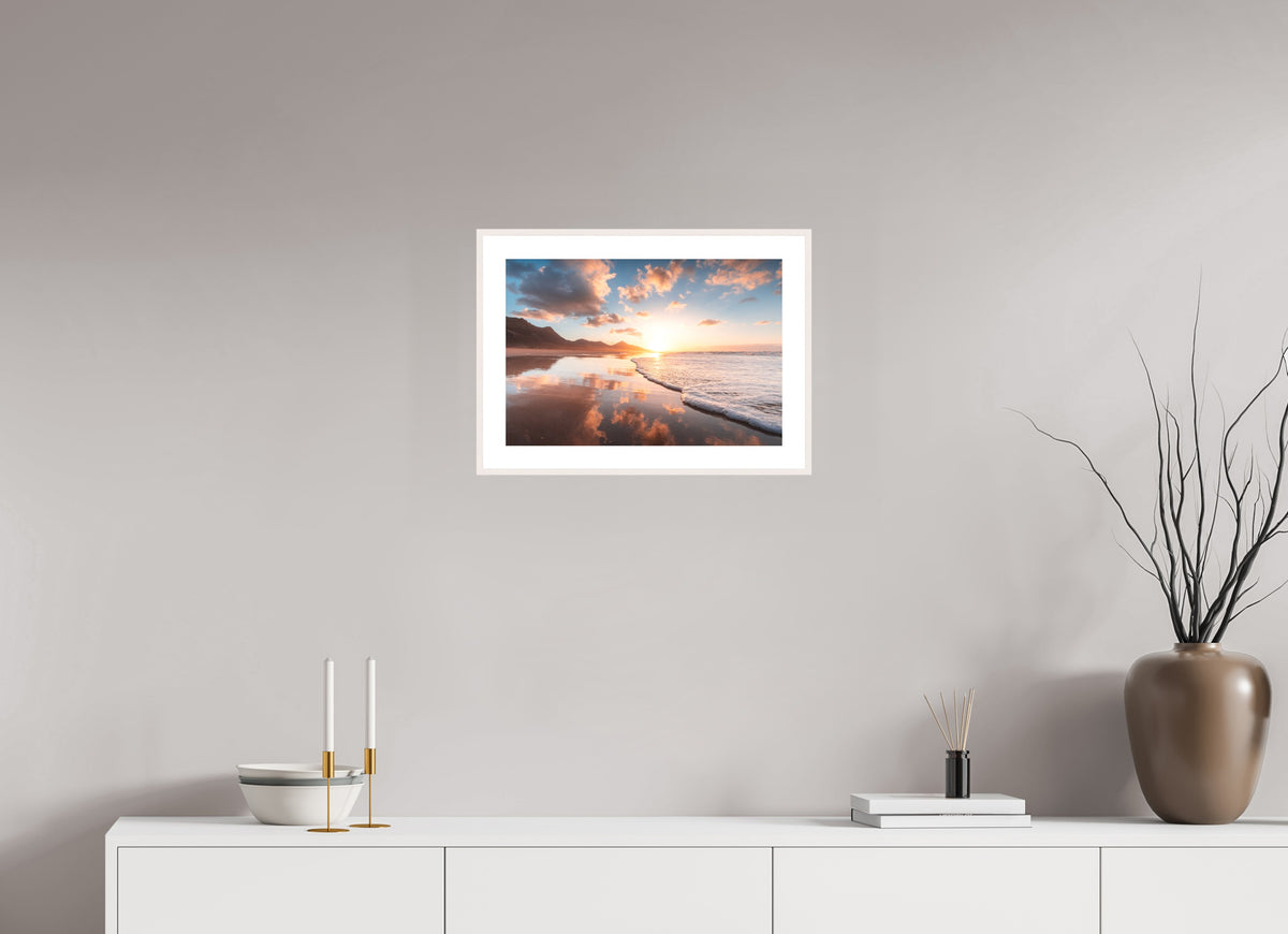 Sunset Reflections, Fuerteventura, 45 x 30 cm, framed Weiß