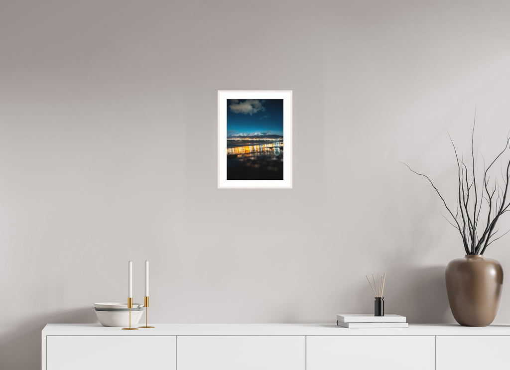 Ushuaia Reflections at Night, Argentina, 20 x 30 cm, framed Weiß