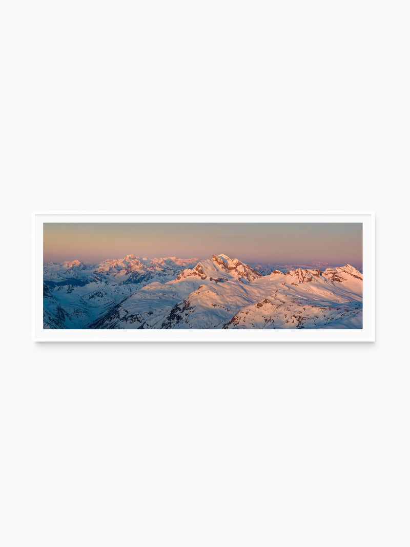 Alpenglow Above Lech, Arlberg, white frame
