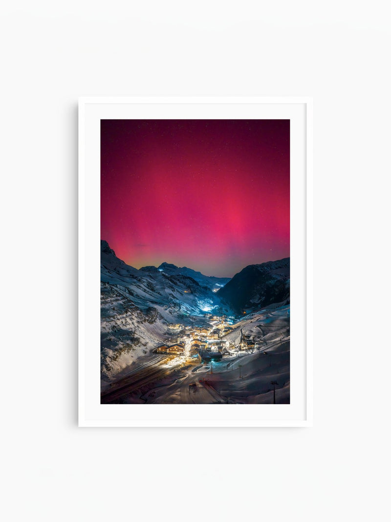 Aurora Over Zürs, Arlberg, white frame