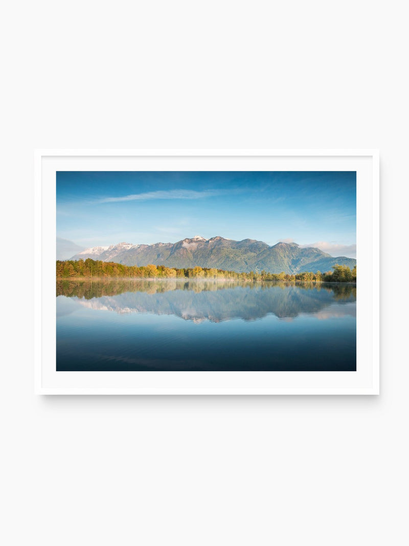Baggerlöcher Reflection, Feldkirch, white frame