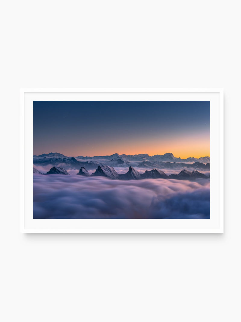 Churfirsten Above the Sea of Fog, Switzerland, white frame