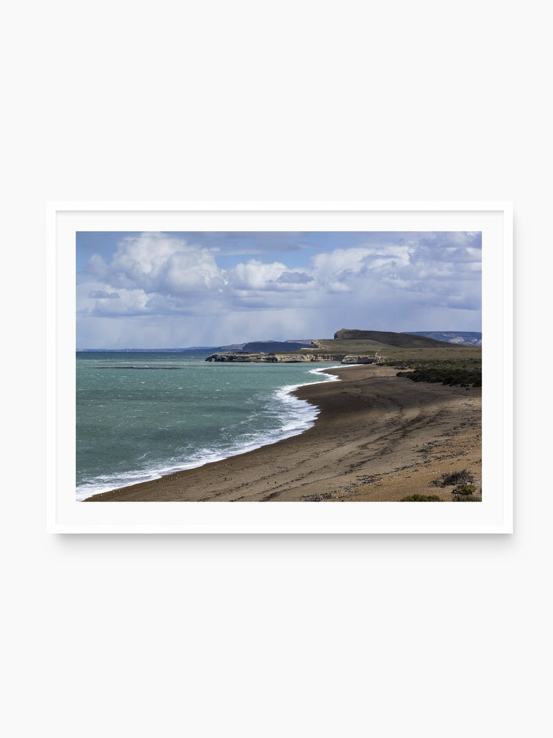 Coast at Punta Norte, Argentina, white frame
