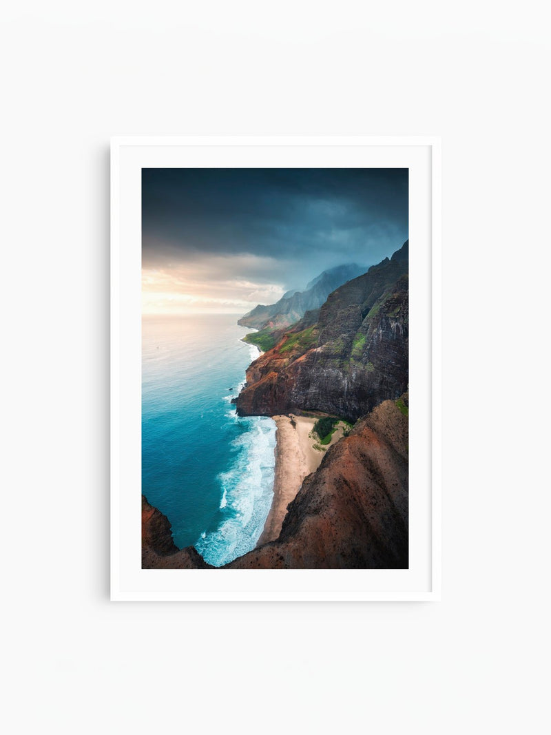 Coastline Viewpoint, Kauai, white frame