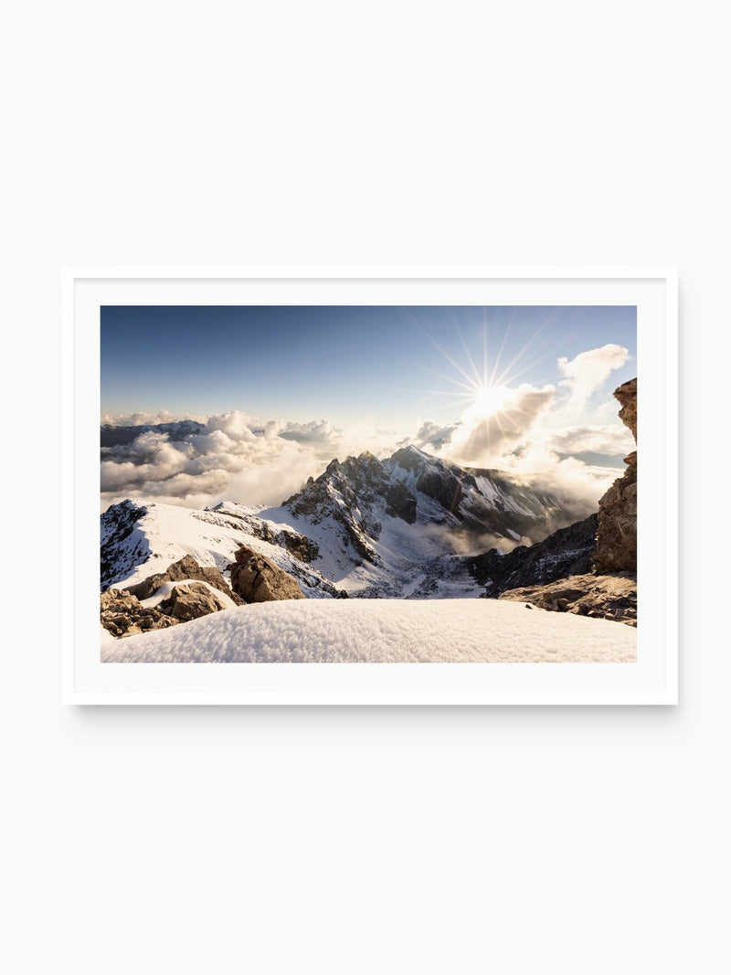 Dramatic Sunset at the Valluga, Arlberg, white frame