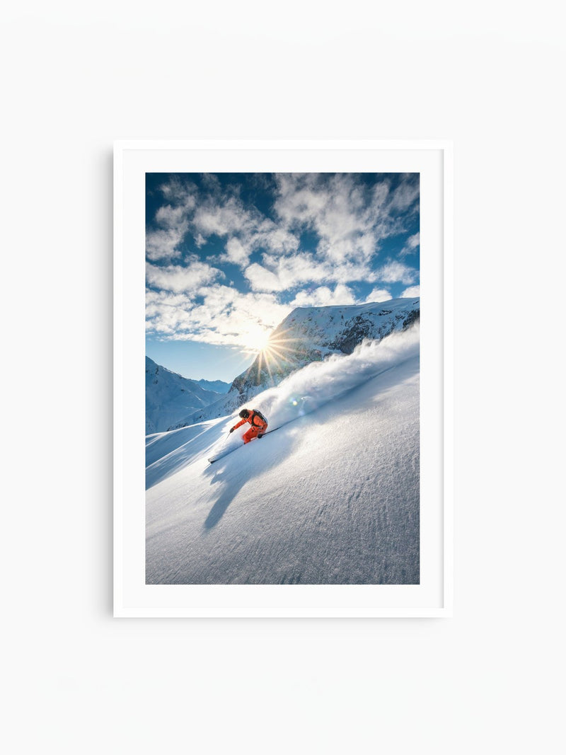 Freeride Skiing, Lech Zürs Arlberg, white frame