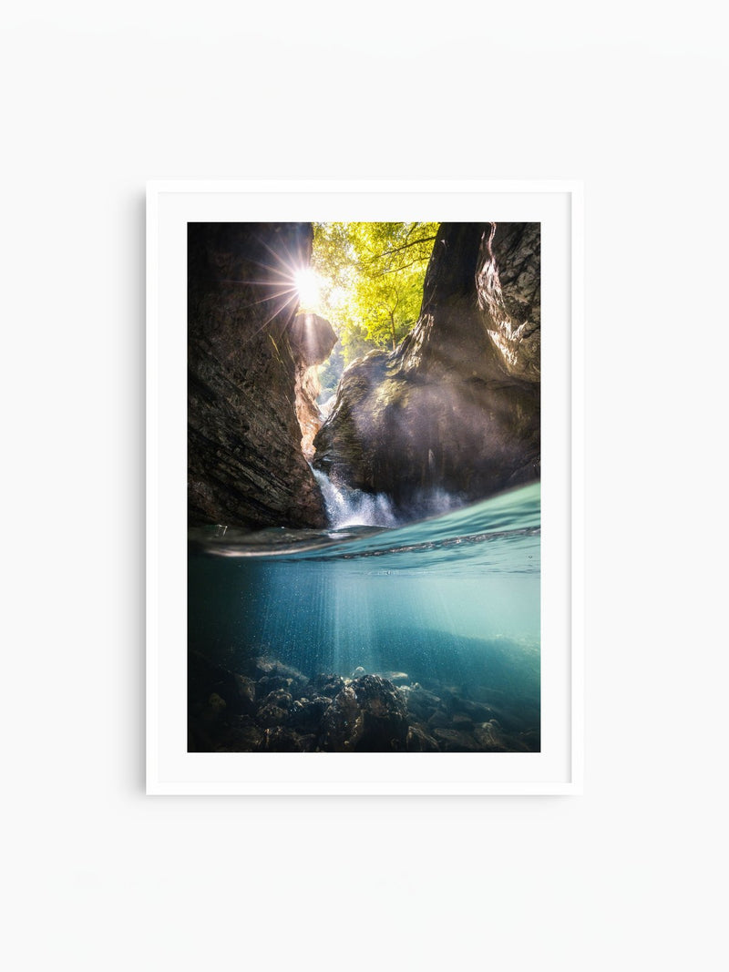 Frödischtal Gorge in Morning Light, Röthis, white frame