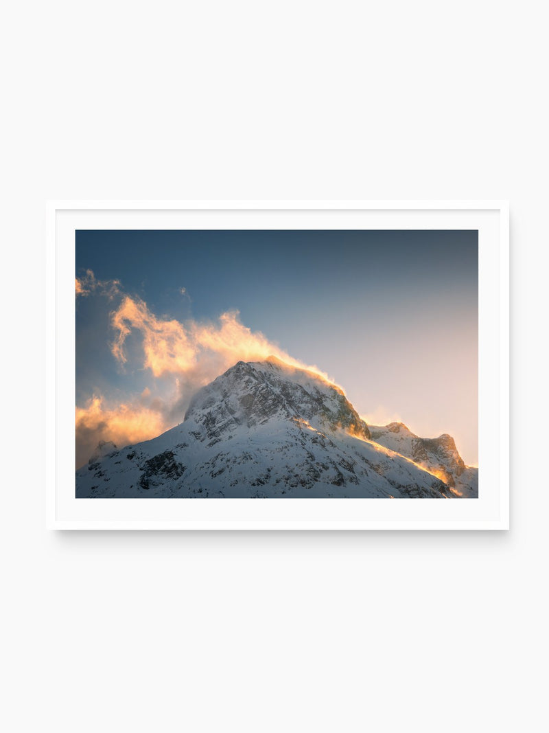 Golden Light on the Omeshorn, Lech, white frame