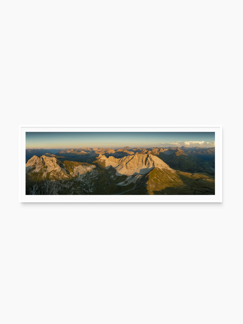 Golden Ridges at Sunset, Lech Zürs, white frame