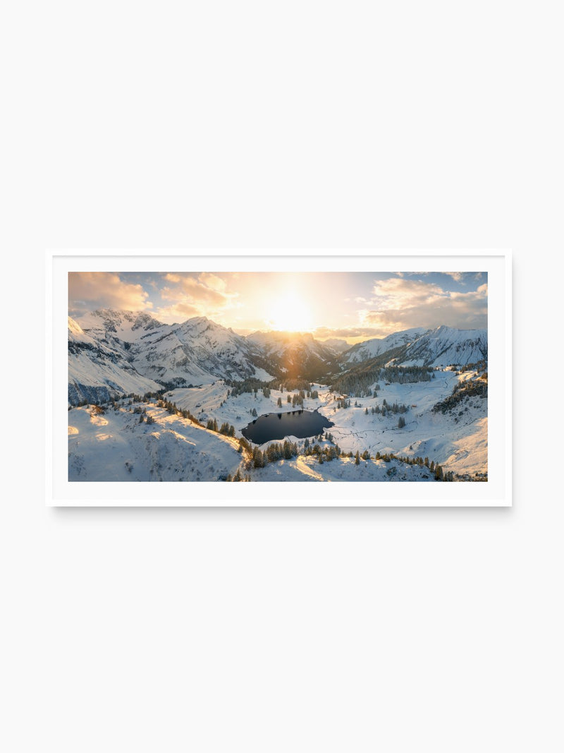 Körbersee at Sunset, Vorarlberg, white frame