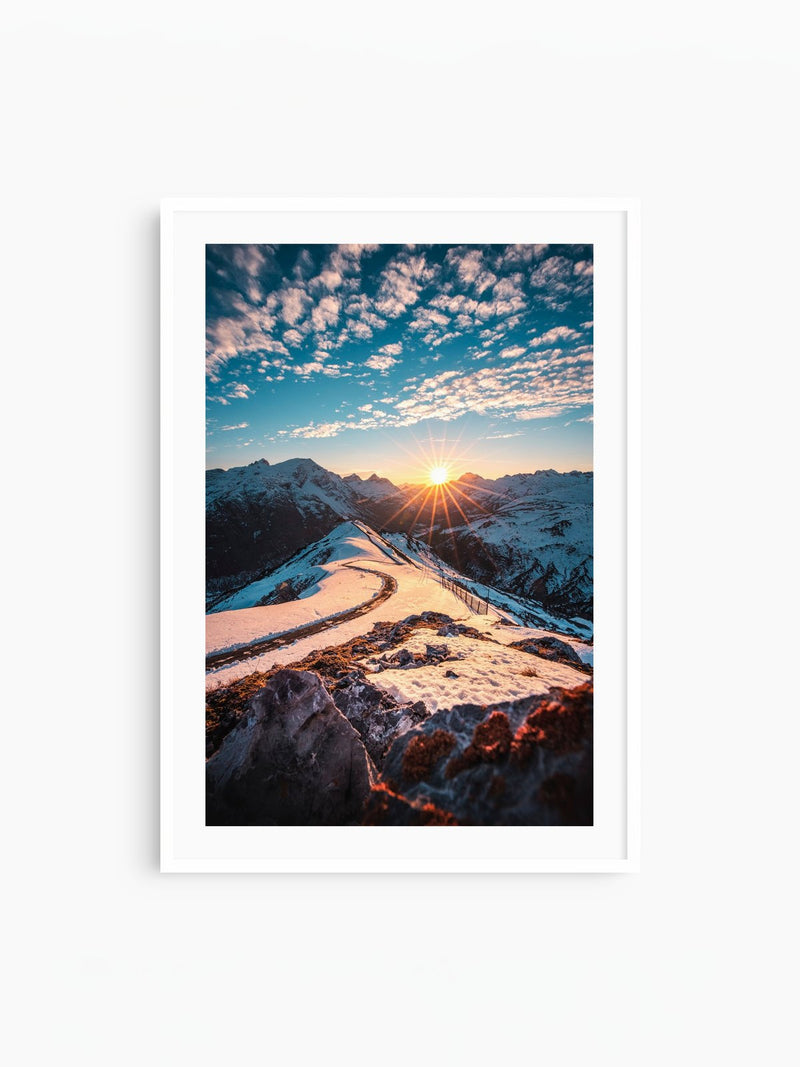 Kriegerhorn at Sunset, Lech, white frame