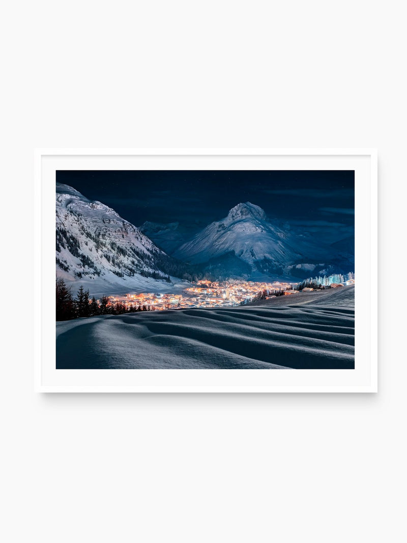 Lech am Arlberg at Night, white frame