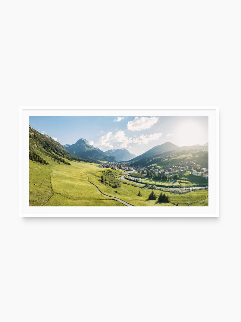 Lech in Summer, Arlberg, white frame