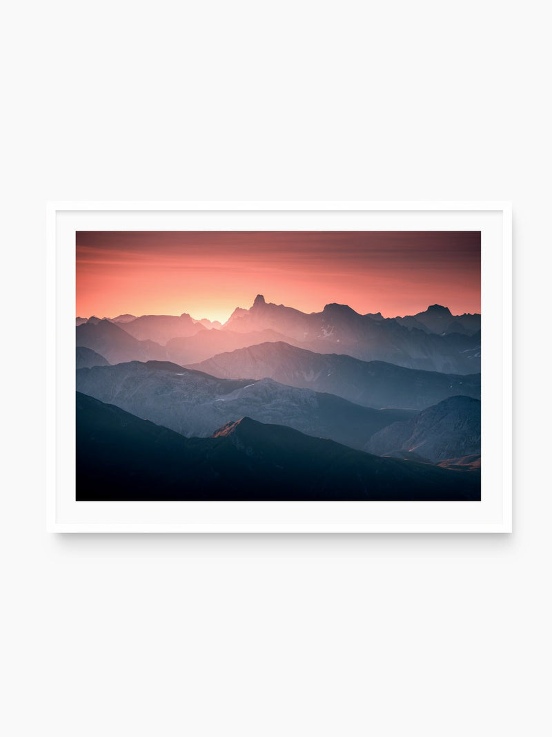 Mountain Layers Below the Mohnenfluh, Lech, white frame