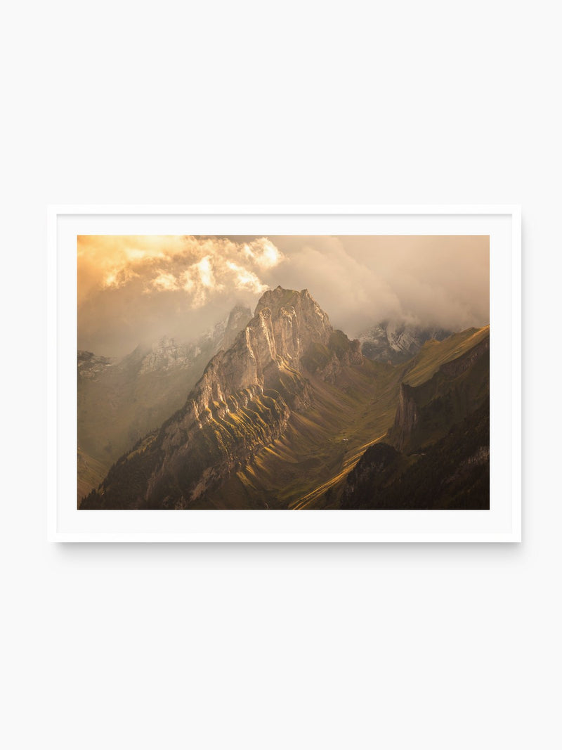 Mountain Light Through the Clouds, Hoher Kasten, white frame