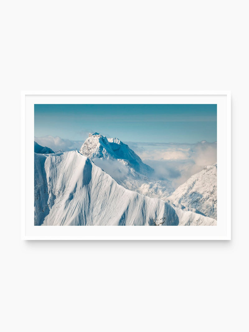 Omeshorn Cross with Rote Wand in Winter, Arlberg, white frame