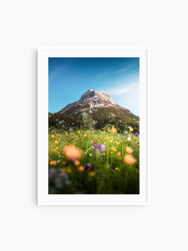 Omeshorn in the Sunset Glow, Lech, white frame