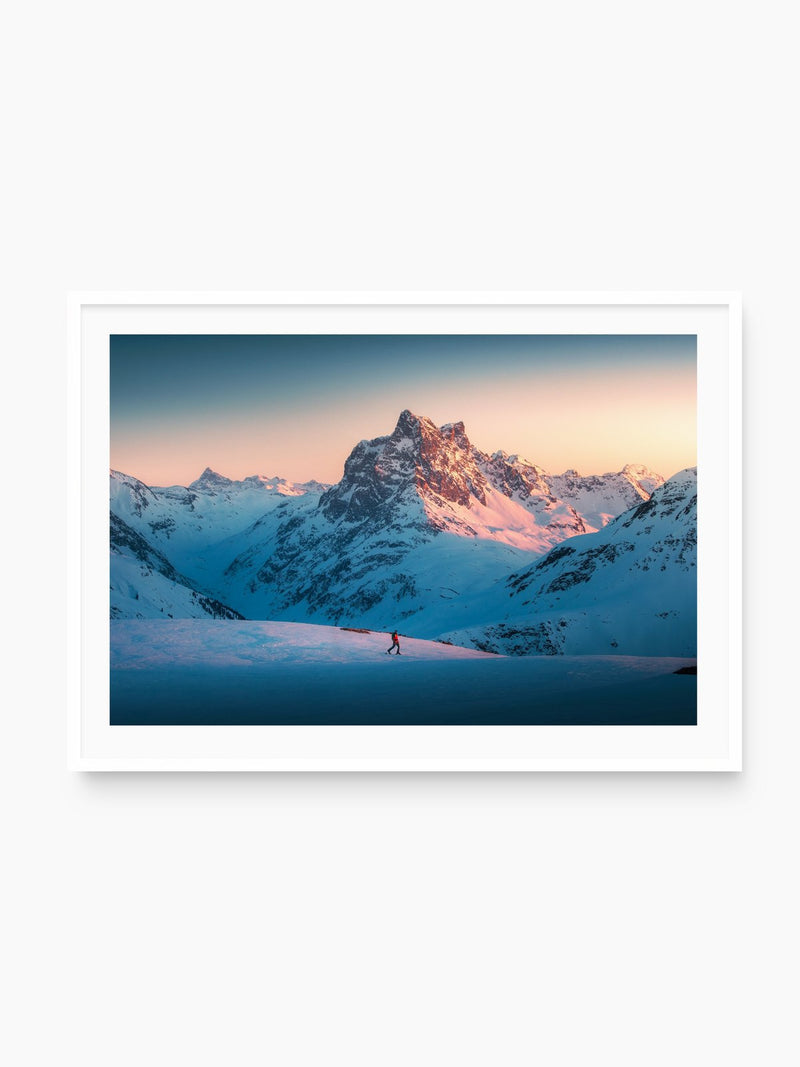 Pateriol Alpenglow, Austria Alps, white frame