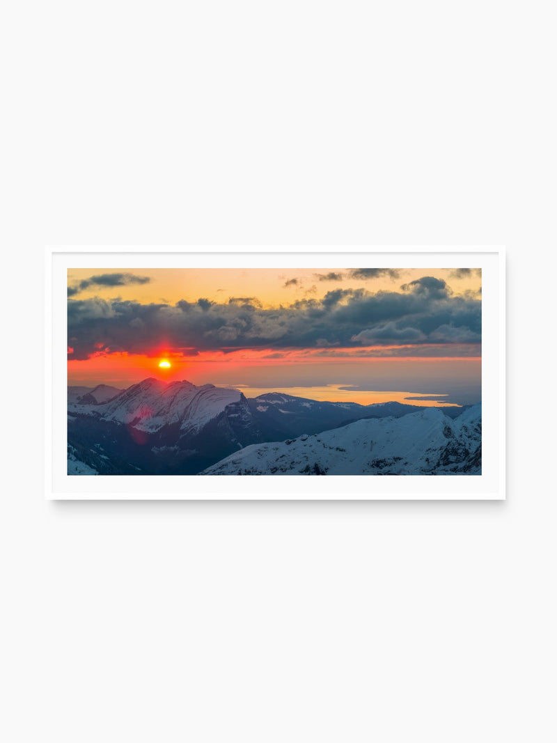 Red Sunset at the Hochtannberg Pass, white frame