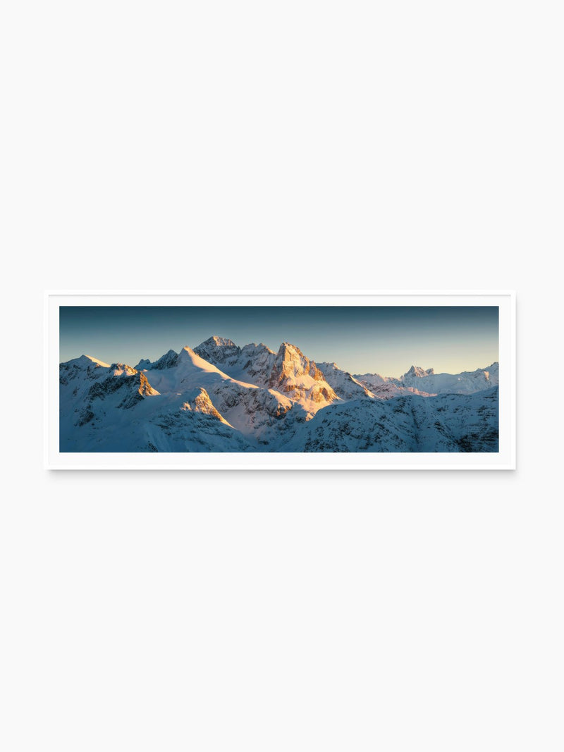 Roggalspitze Sunset, Arlberg Austria, white frame
