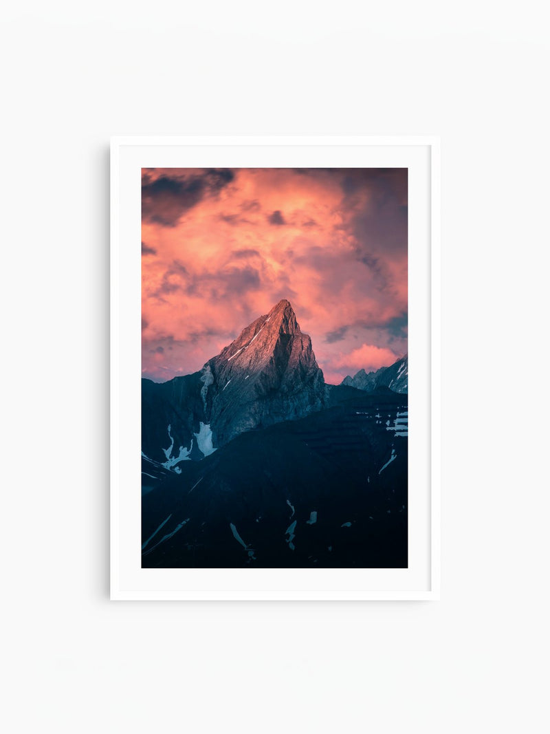 Roggspitze Sunset, Vorarlberg Austria, white frame