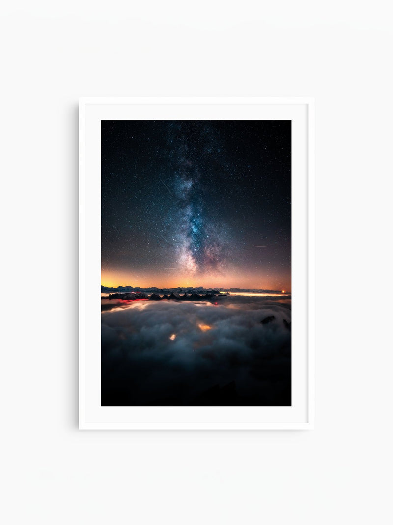 Säntis Milky Way at Night, Switzerland, white frame