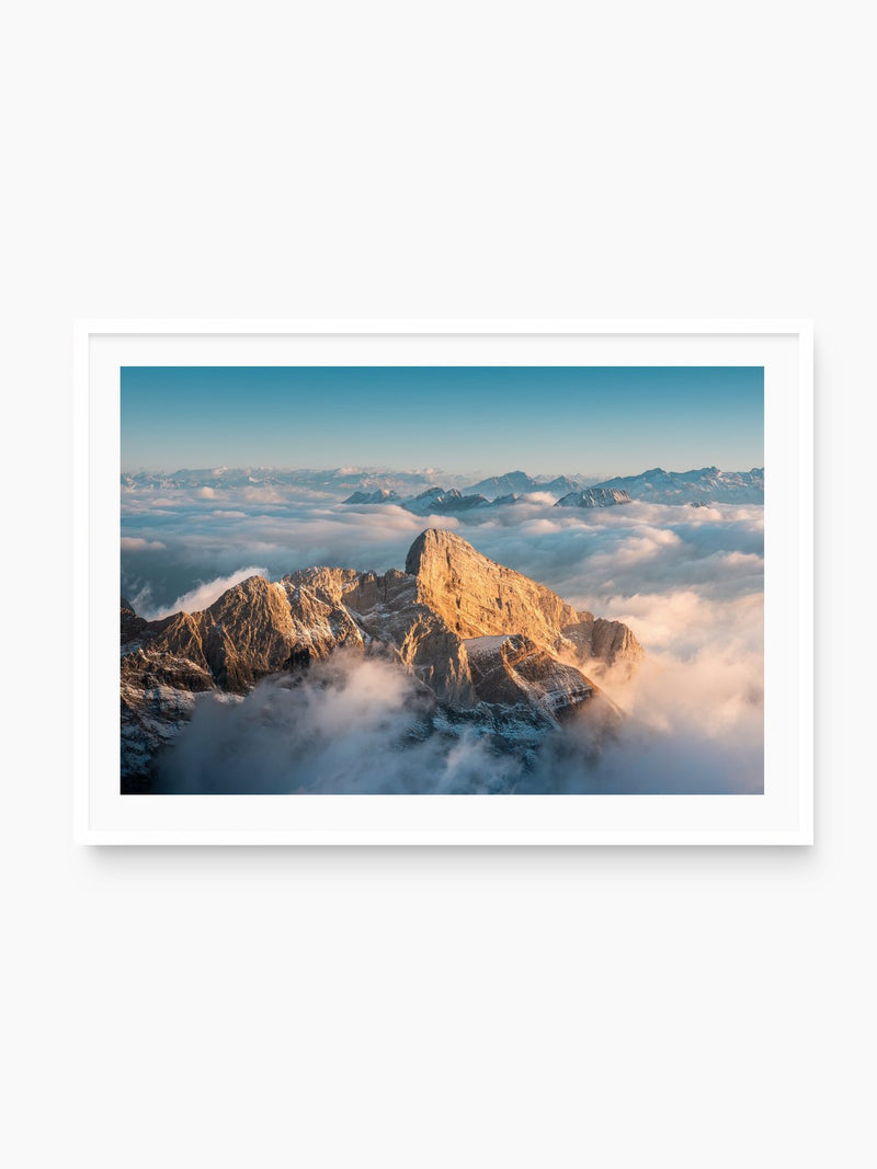 Säntis Sunset, Switzerland Alps, white frame