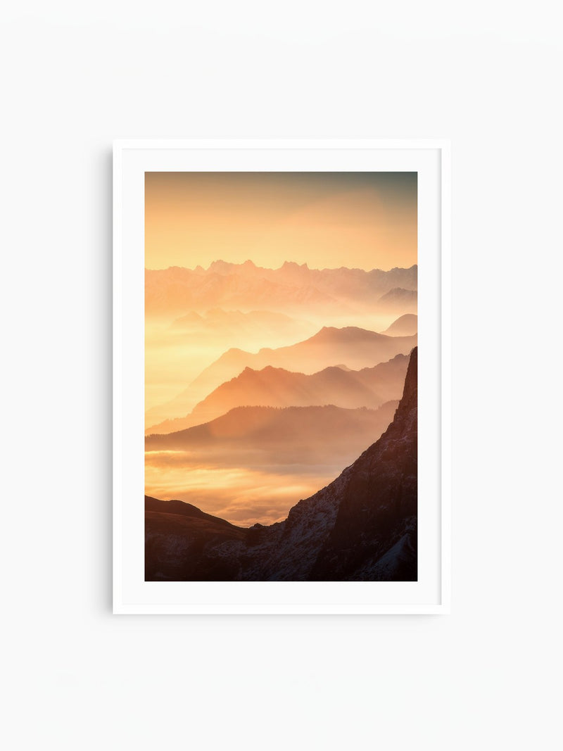 Säntis Ridge Silhouette, Switzerland, white frame